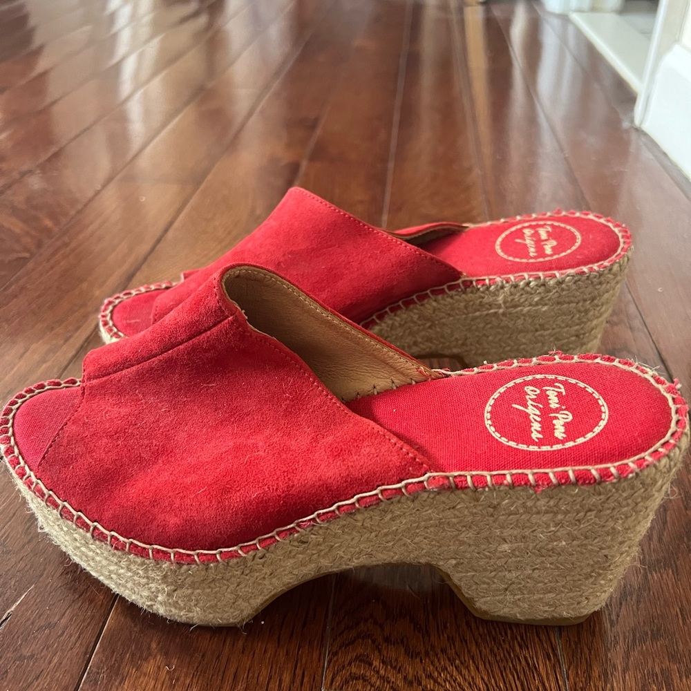 Red Open Toe Wedge Espadrilles from Barcelona (3inch platform) Size 39